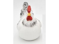 Kohoutek bílošedý keramický 13x11cm